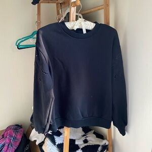 Gap Lace Sleeves Black Crewneck Sweatshirt